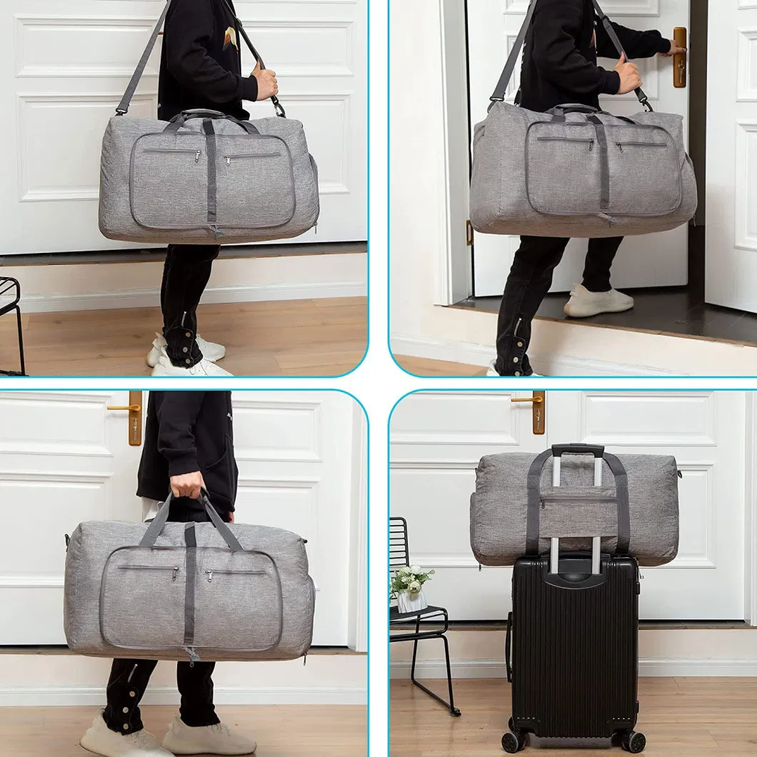 Wholesale 65L Waterproof Folding Portable Sport Travel Bag Outdoor Weekender Overnight Nylon Large Capacity Fitness Duffel Bag