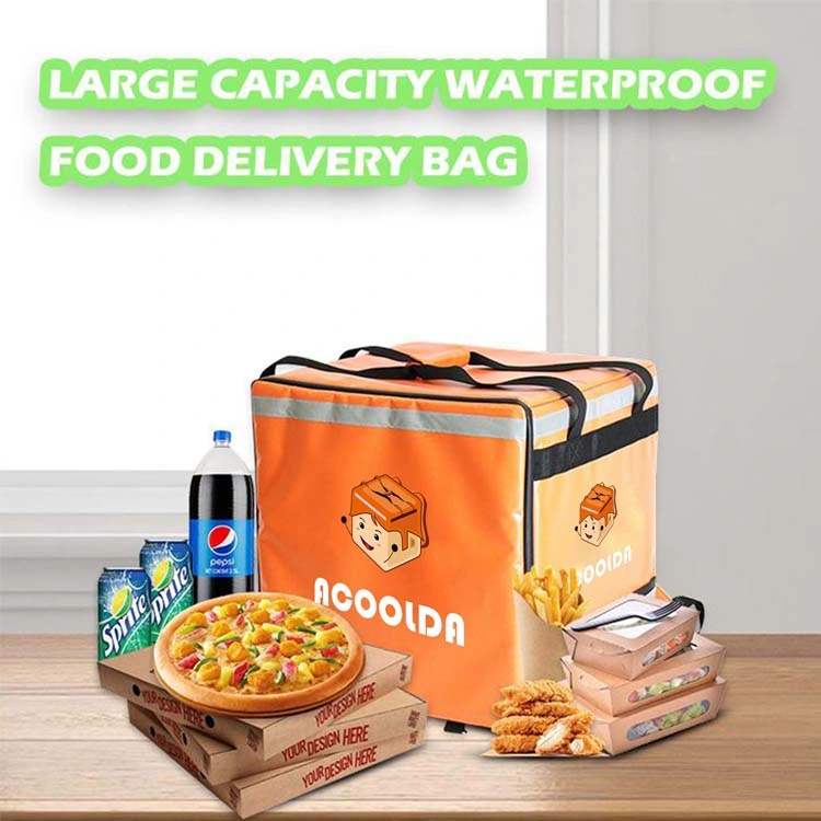 Motorcycle 500d PVC Waterproof Delivery Pizza Bag Ice Cooler Insulated Aluminum Foil Backpack for Scooter Insulated Bag