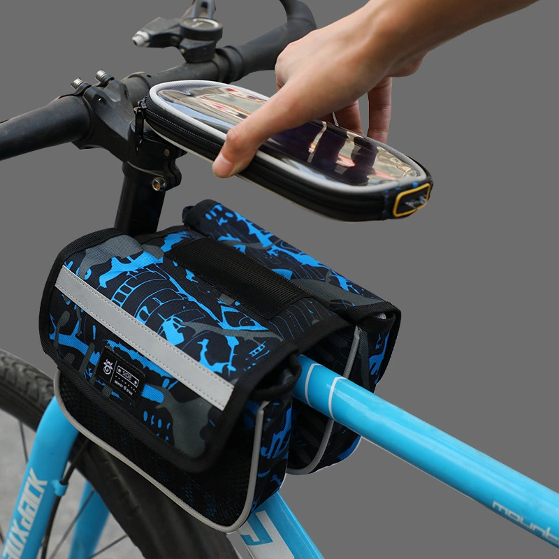 Cycling Handlebar Bag Frame Front Top Tube Bag OEM Material Waterproof Touch Screen Protector MTB Moutain Road Bike Bicycle Bag