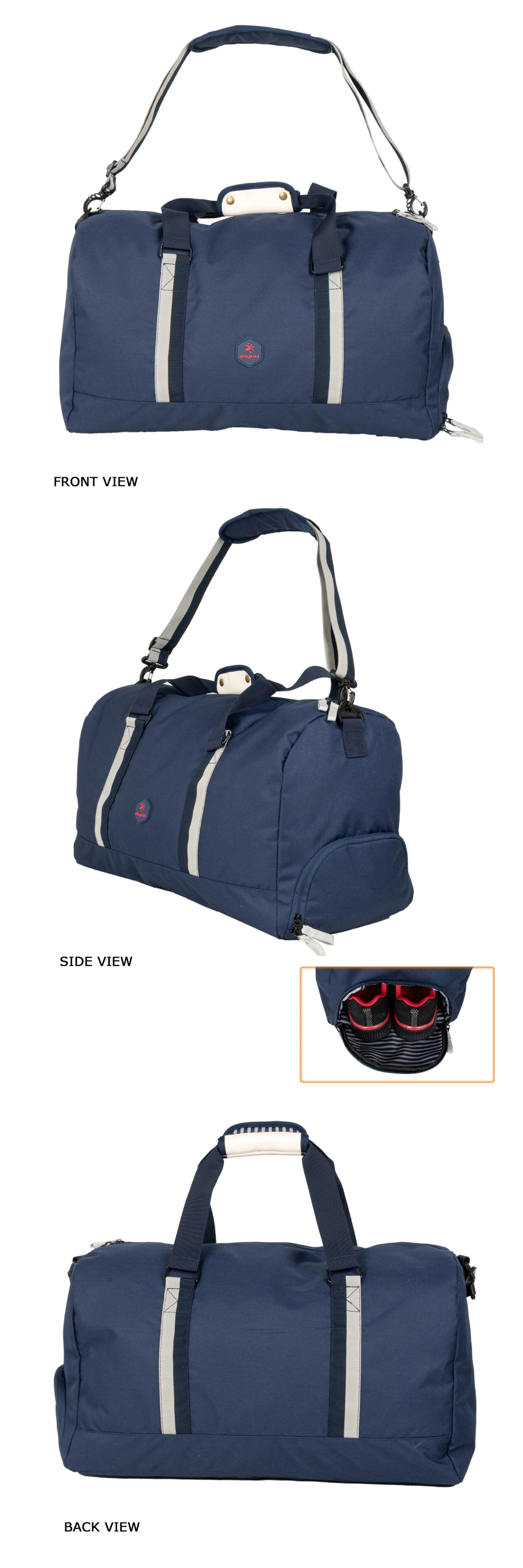 OEM Large Capacity Waterproof Gym Sports Weekender Duffel Travel Bag with Shoe Compartment