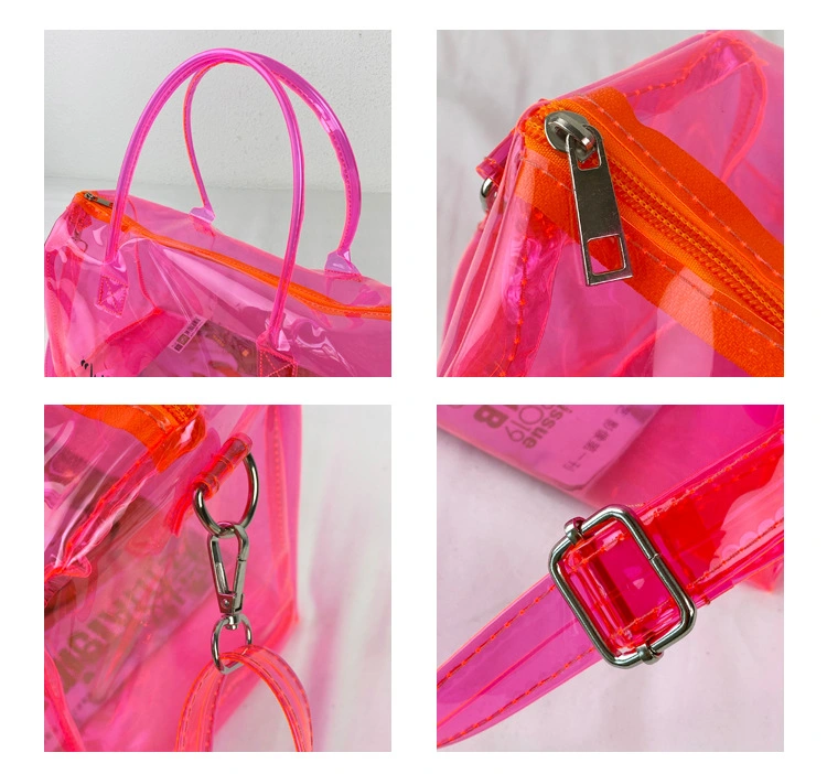 Customized Women Iridescent Spennanight Overnight Waterproof Hologram Spend PVC Duffle Bag Clear Weekender Duffel Bag Wholesale