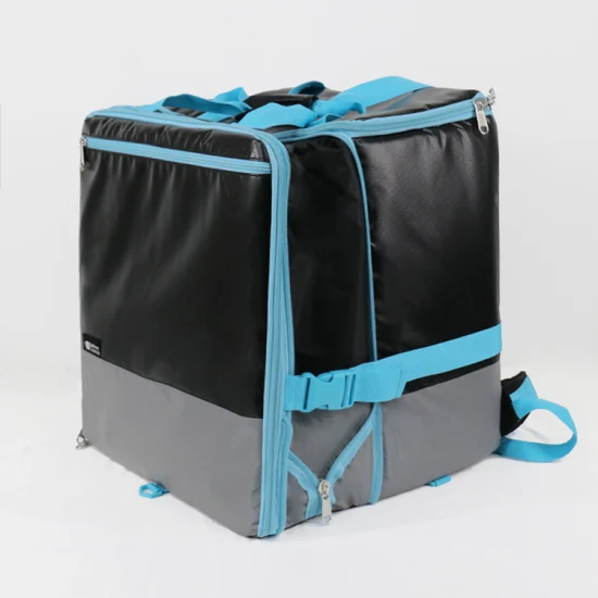 OEM Reusable 500d PVC Thermal Waterproof Delivery Backpack Extra Large Insulated Thermal Lunch Aluminium Foil Cooler Bag Bike Food Delivery Bag with Zipper