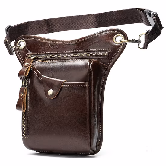 Emg6343 Motorcucle Waterproof Travel Waist Belt Pack Pouch Drop Leg Bags Man Bum Thigh Purse Mens Fanny Leather Hip Bag